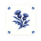 Thistles Delft blue decorative ceramic tile – Modern corner style