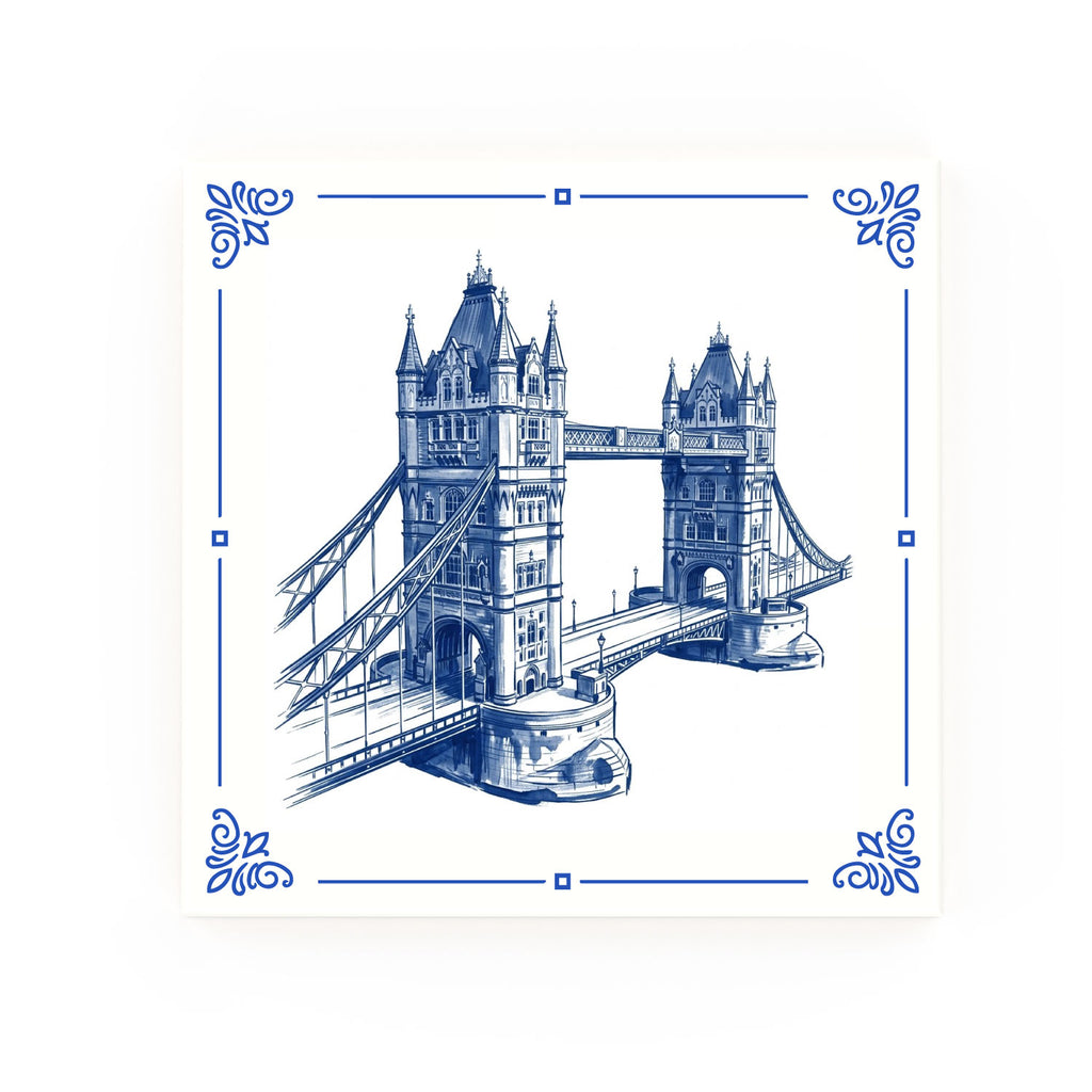 Tower Bridge Delft blue decorative ceramic tile – Classic corner style