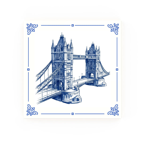 Tower Bridge Delft blue decorative ceramic tile – Classic corner style