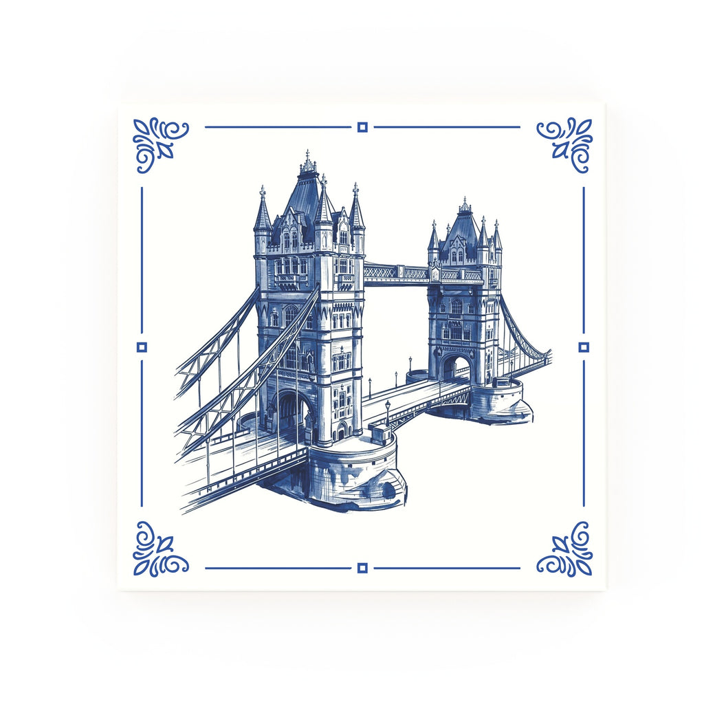 Tower Bridge Delft blue decorative ceramic tile – Classic corner style