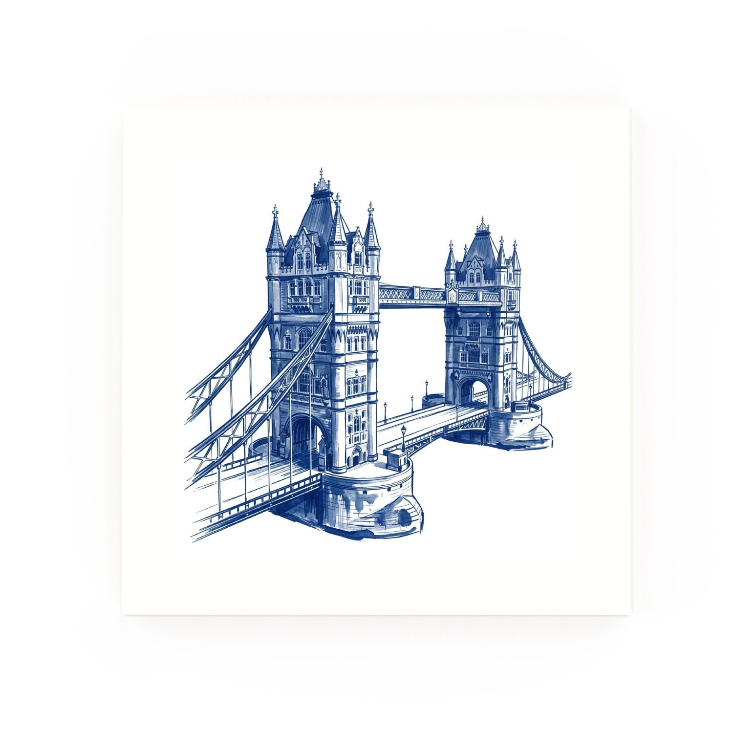 Tower Bridge Delft blue decorative ceramic tile – no corner style