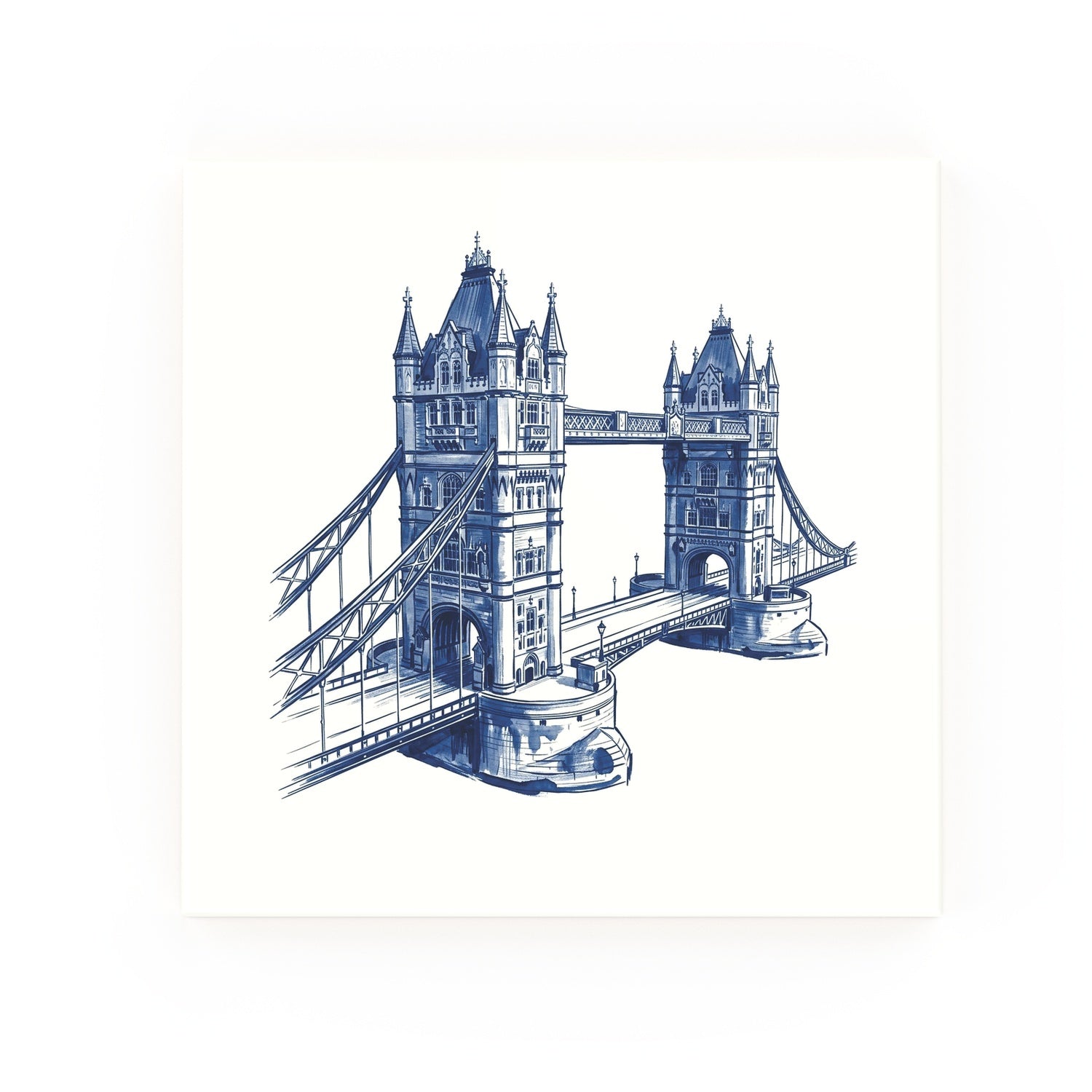 Tower Bridge Delft blue decorative ceramic tile – no corner style