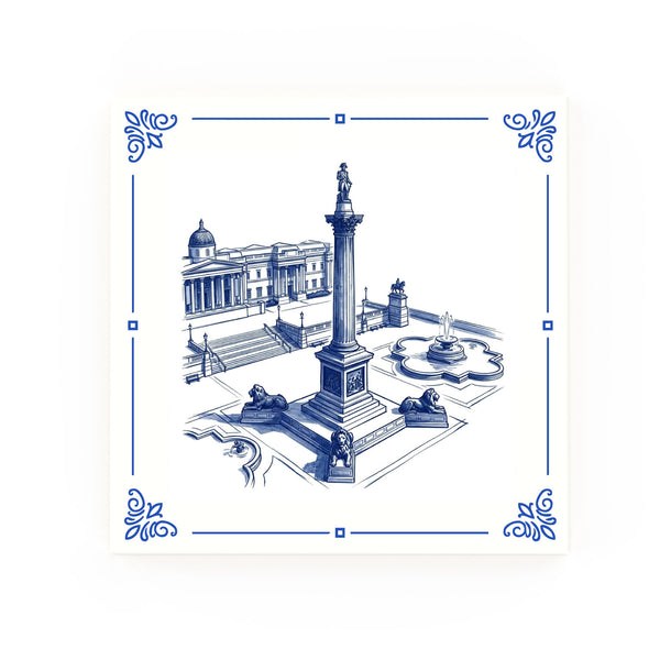 Trafalgar Square Delft blue decorative ceramic tile – Classic corner style