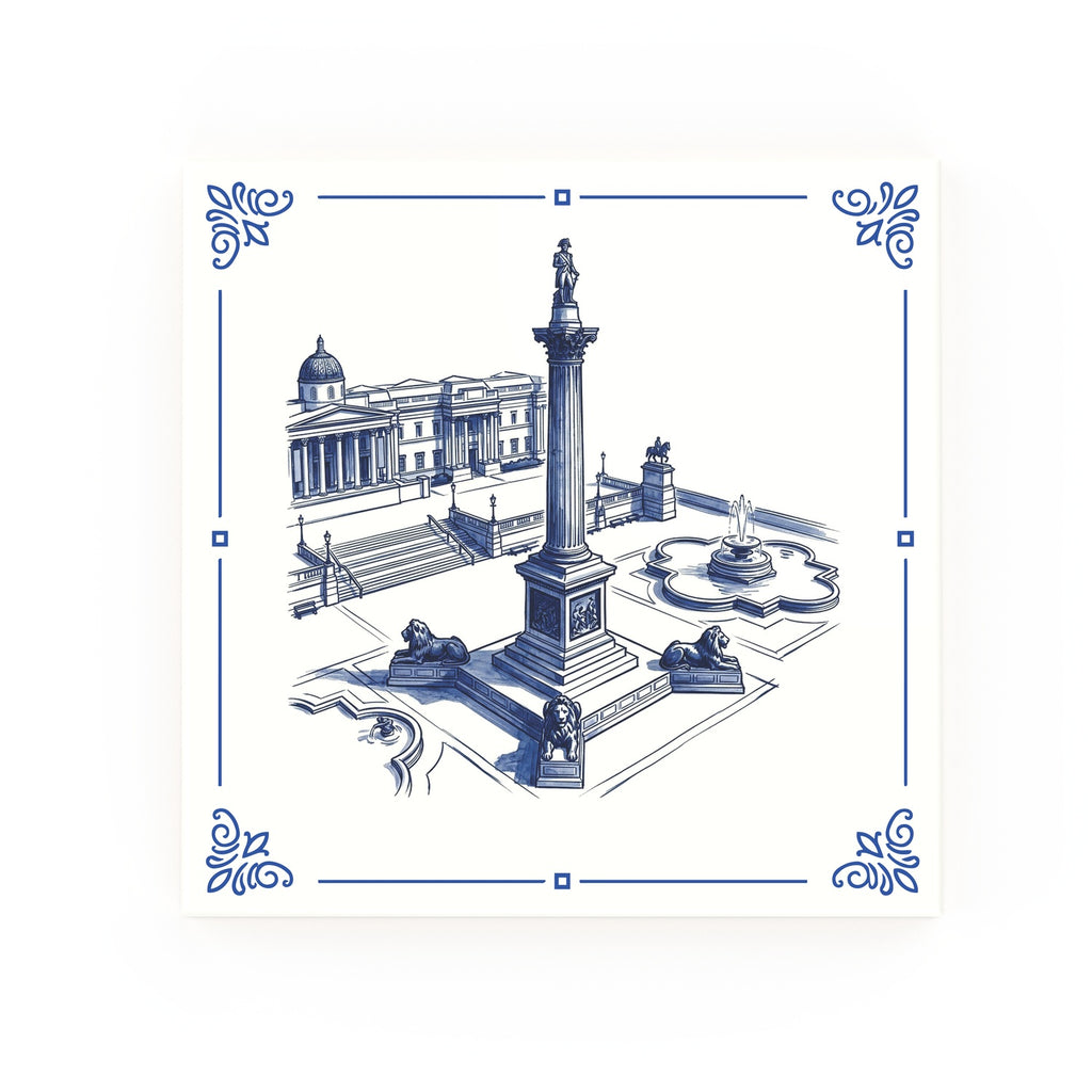 Trafalgar Square Delft blue decorative ceramic tile – Classic corner style