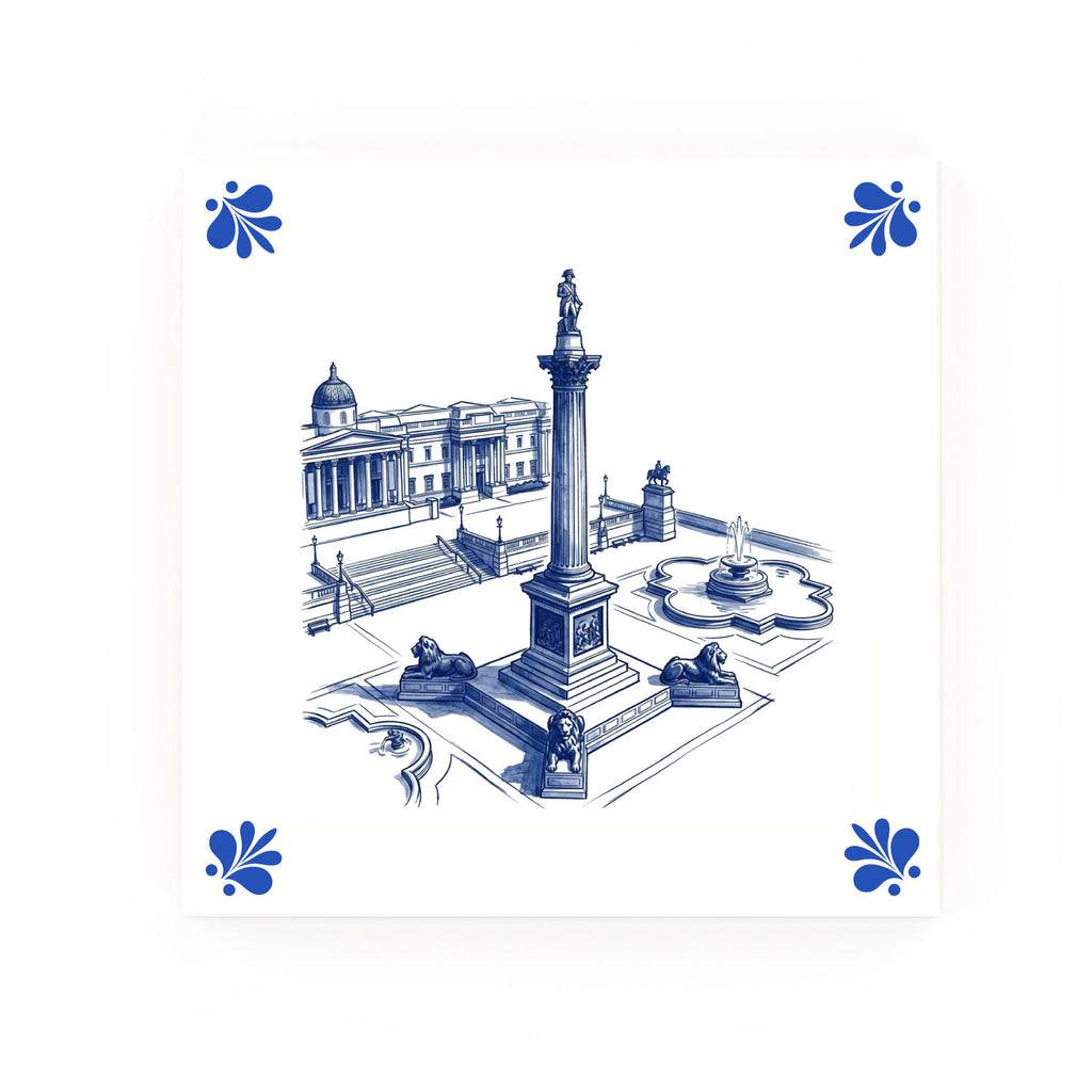 Trafalgar Square Delft blue decorative ceramic tile – Modern corner style