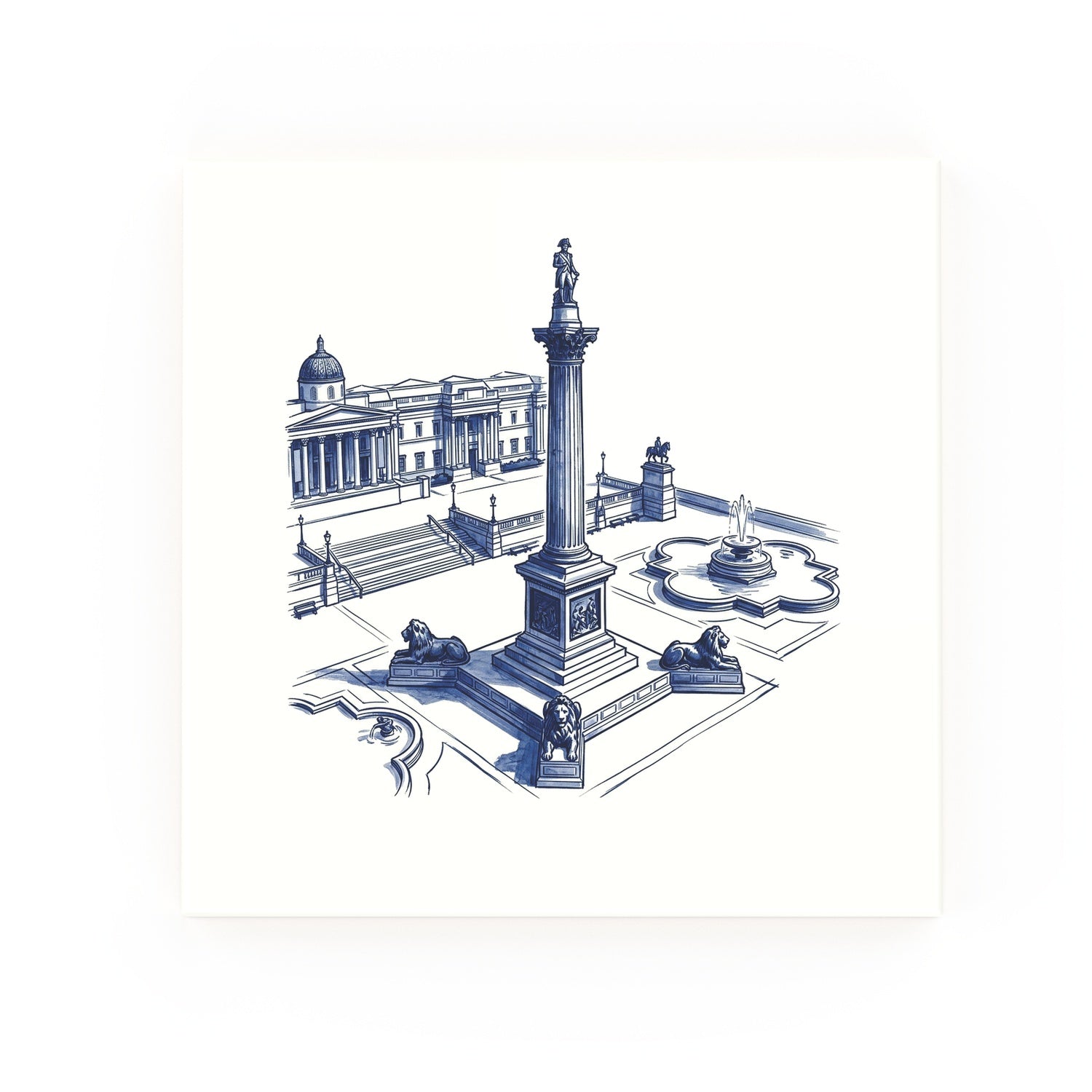 Trafalgar Square Delft blue decorative ceramic tile – no corner style