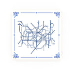 Tube Map Delft blue decorative ceramic tile – Classic corner style