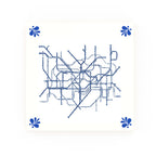 Tube Map Delft blue decorative ceramic tile – Modern corner style
