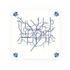 Tube Map Delft blue decorative ceramic tile – Modern corner style