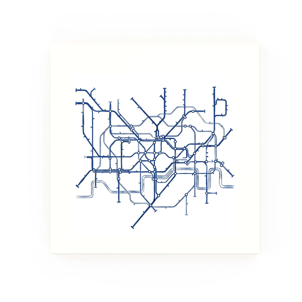 Tube Map Delft blue decorative ceramic tile – no corner style
