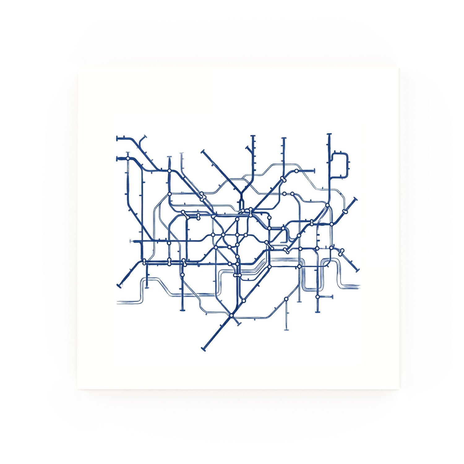 Tube Map Delft blue decorative ceramic tile – no corner style