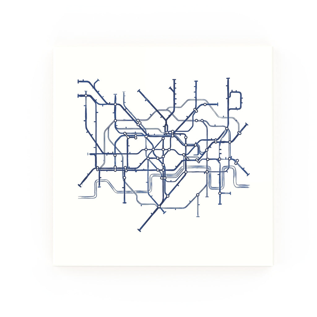 Tube Map Delft blue decorative ceramic tile – no corner style