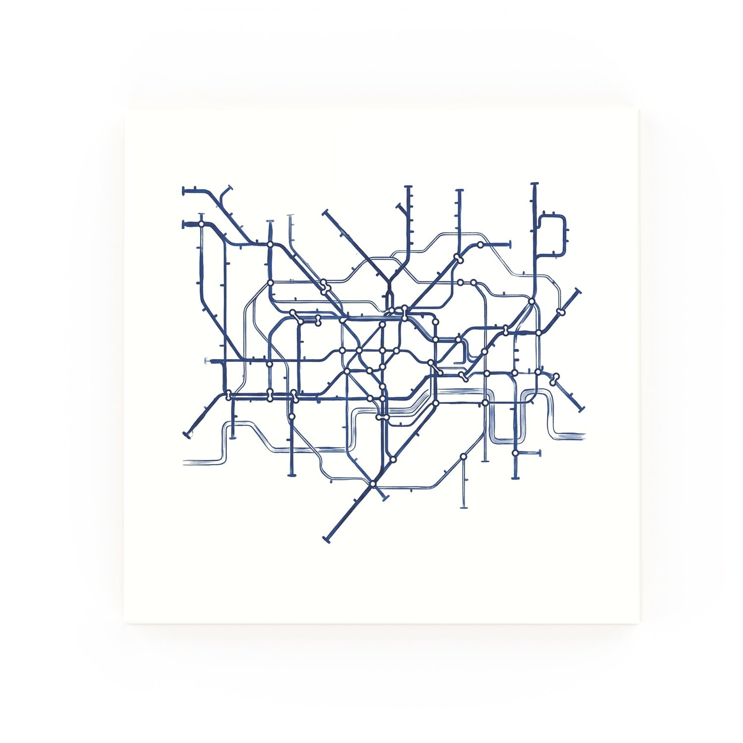 Tube Map Delft blue decorative ceramic tile – no corner style