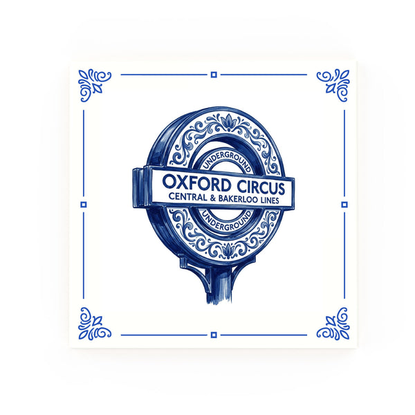 Tube Sign Delft blue decorative ceramic tile – Classic corner style