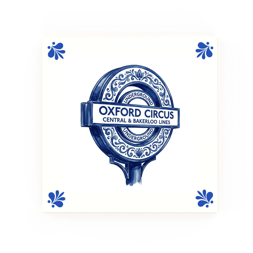 Tube Sign Delft blue decorative ceramic tile – Modern corner style
