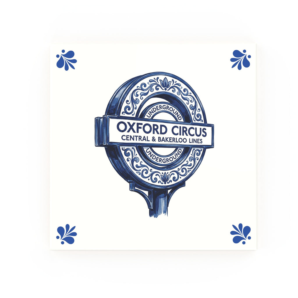 Tube Sign Delft blue decorative ceramic tile – Modern corner style