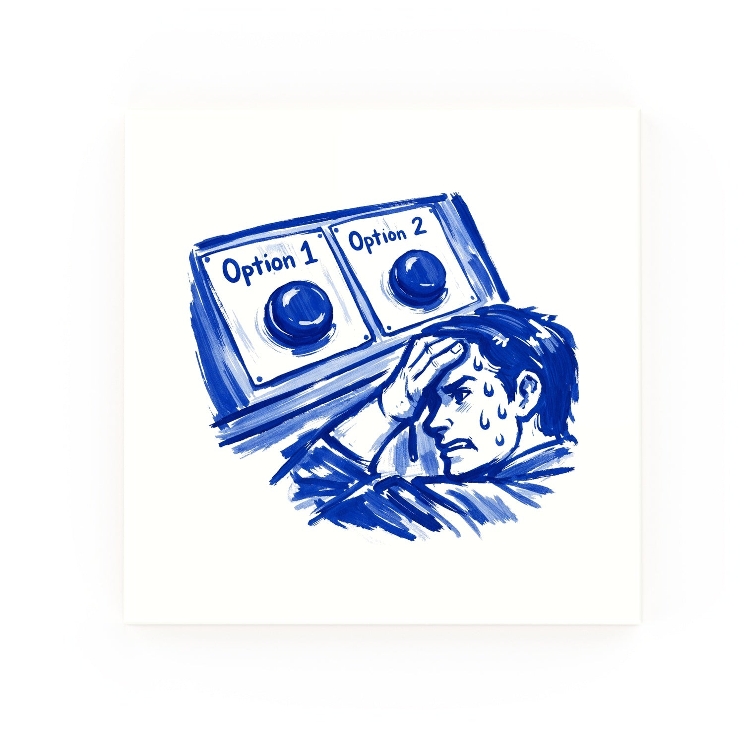Two Buttons Delft blue decorative ceramic tile – no corner style