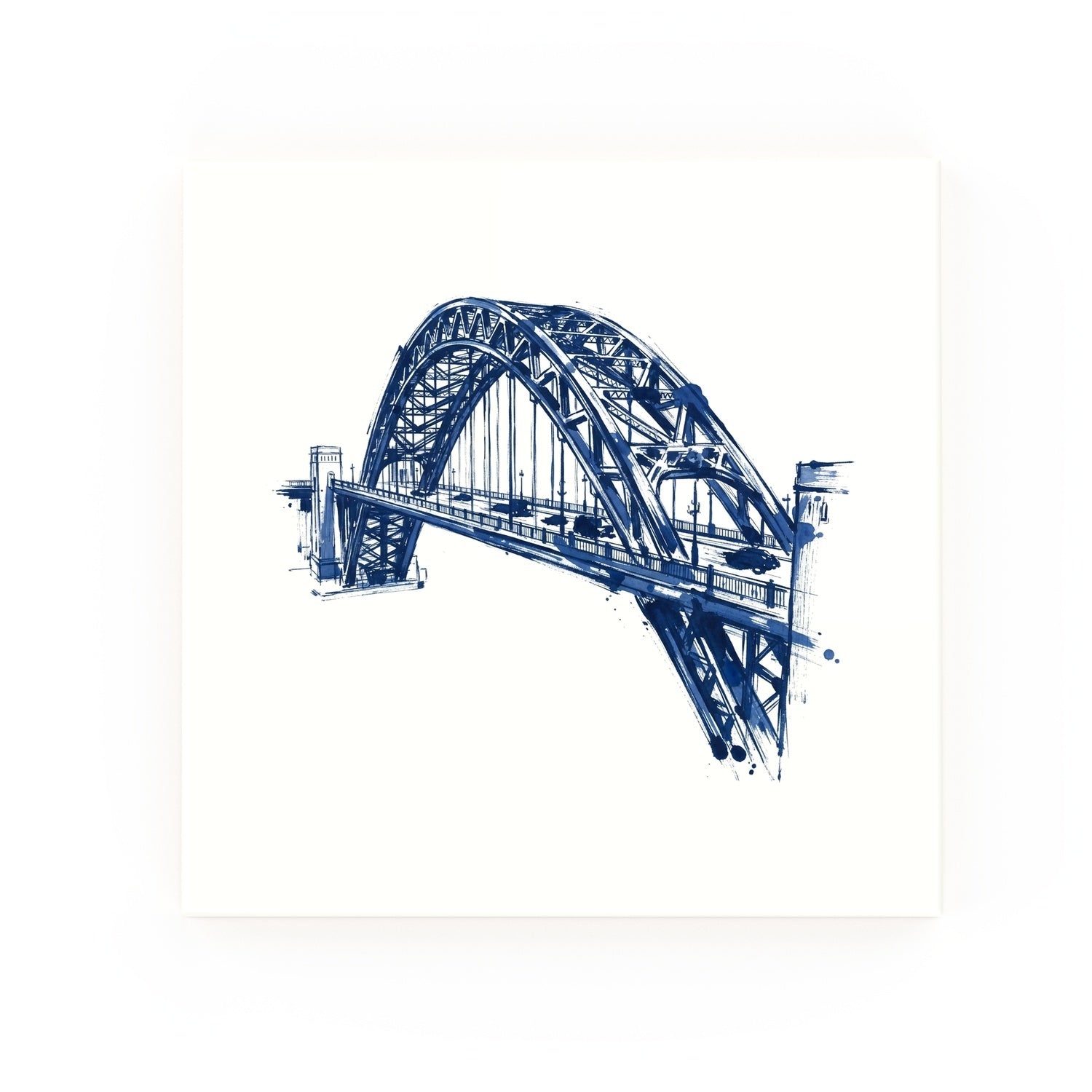 Tyne Bridge Delft blue decorative ceramic tile – no corner style