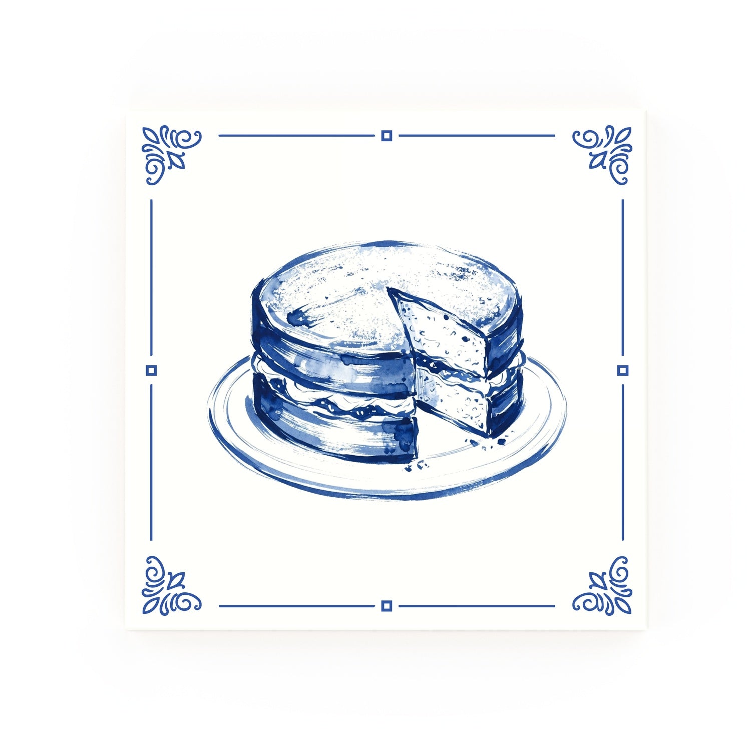 Victoria Sponge Delft blue decorative ceramic tile – Classic corner style