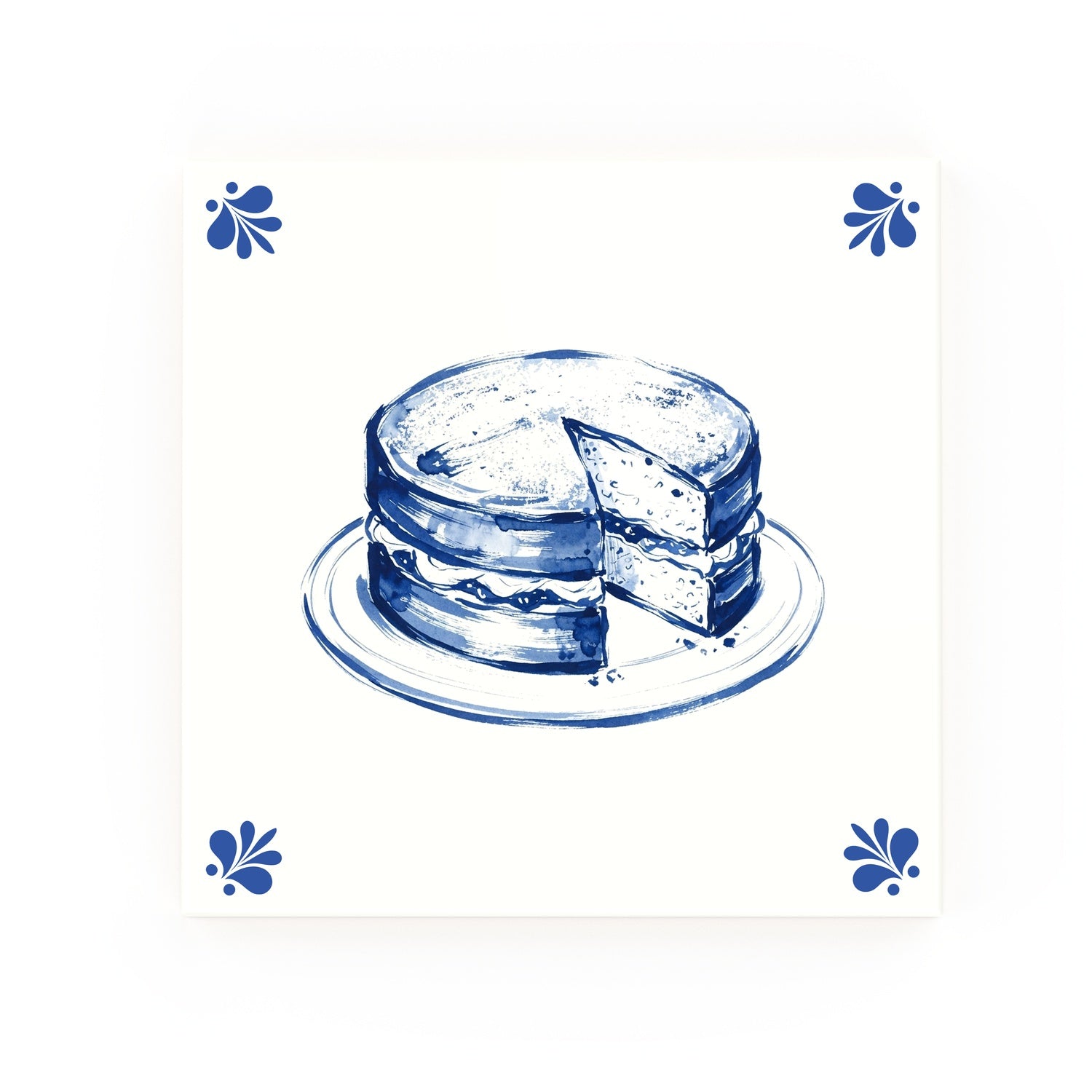Victoria Sponge Delft blue decorative ceramic tile – Modern corner style