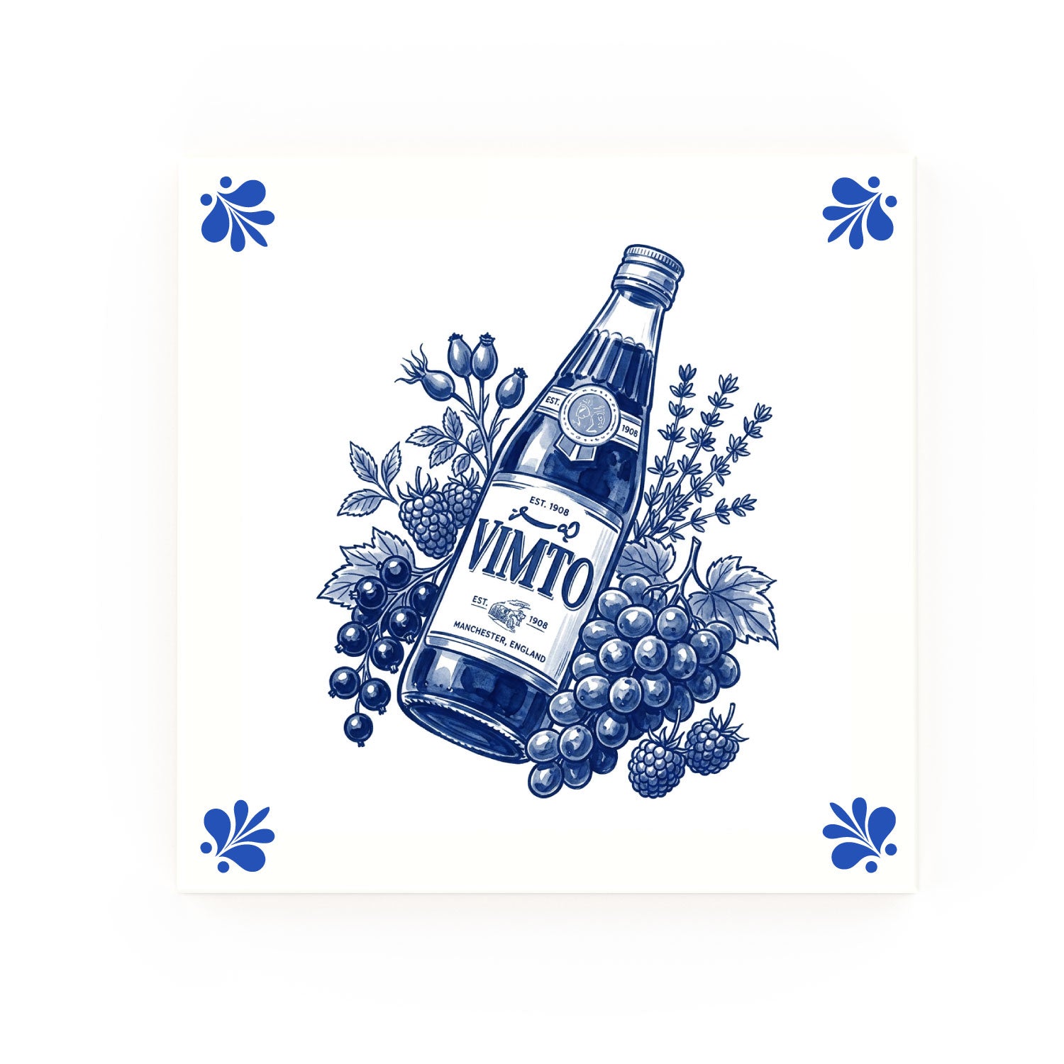 Vimto Delft blue decorative ceramic tile – Modern corner style