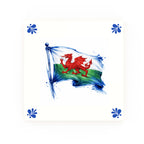 Wales Flag Delft blue tile – modern rounded corners