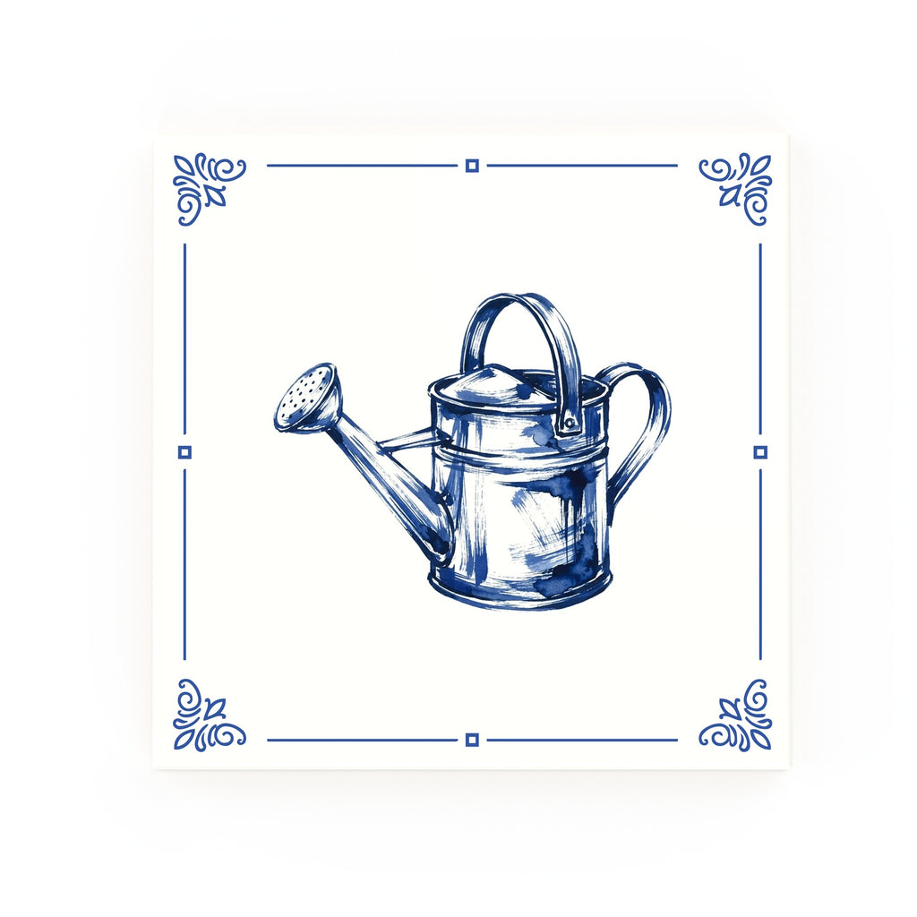 Watering Can Delft blue decorative ceramic tile – Classic corner style