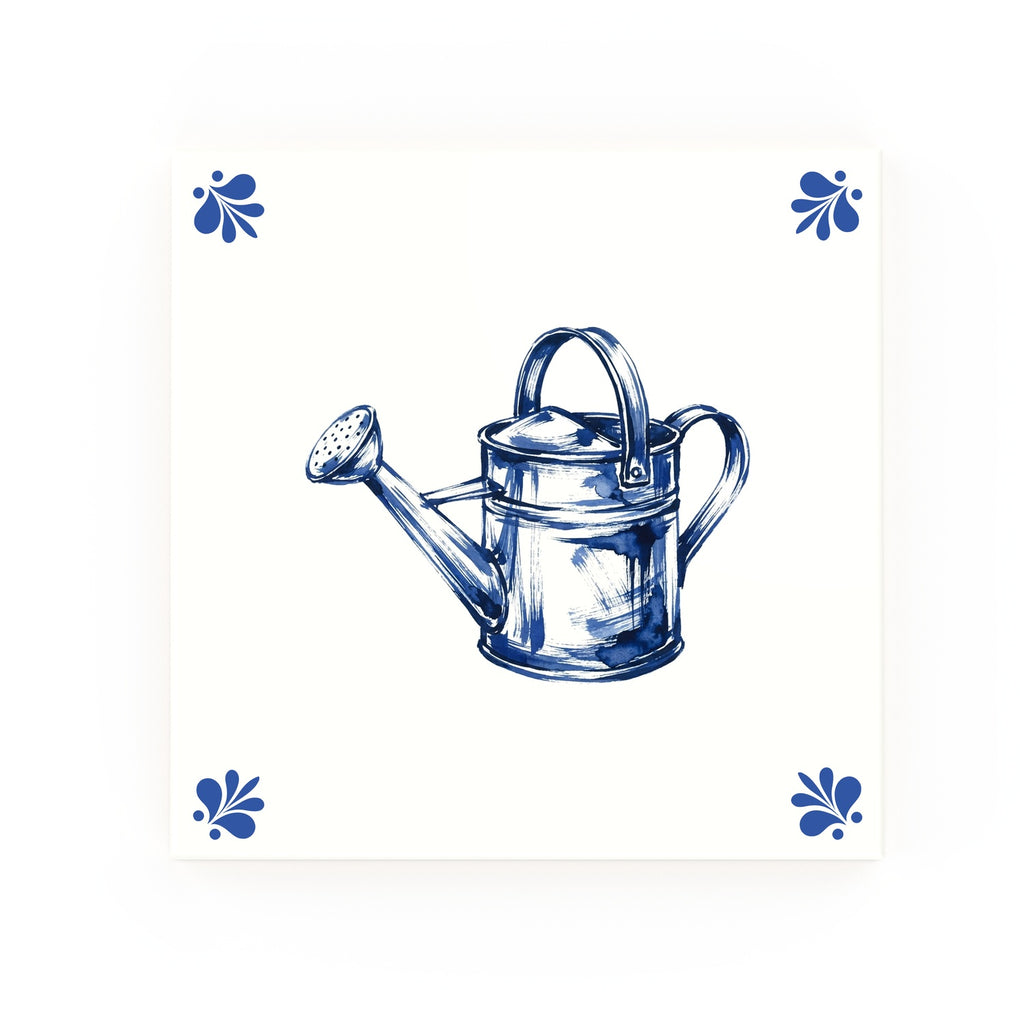 Watering Can Delft blue decorative ceramic tile – Modern corner style