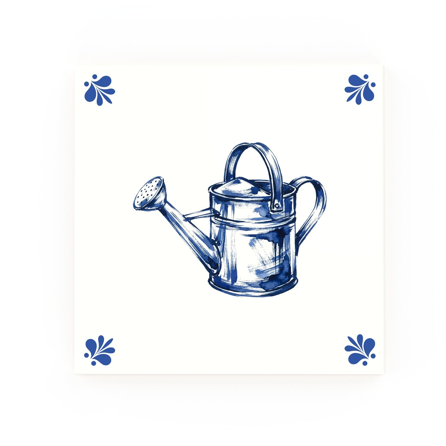 Watering Can Delft blue decorative ceramic tile – Modern corner style