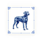Weimaraner Delft blue decorative ceramic tile – Classic corner style