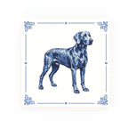 Weimaraner Delft blue decorative ceramic tile – Classic corner style