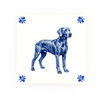 Weimaraner Delft blue decorative ceramic tile – Modern corner style