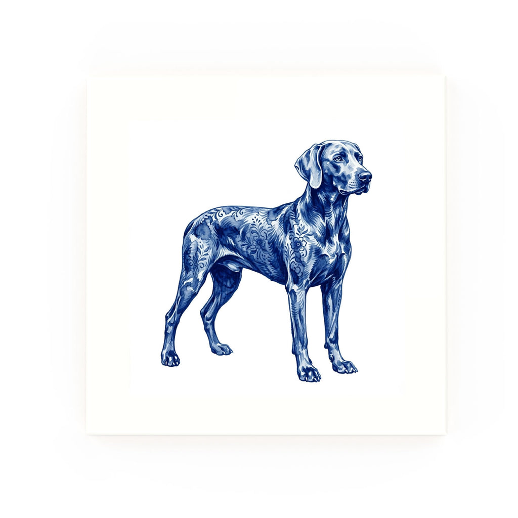 Weimaraner Delft blue decorative ceramic tile – no corner style