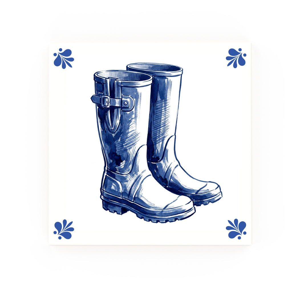 Wellies Delft blue tile – modern rounded corners