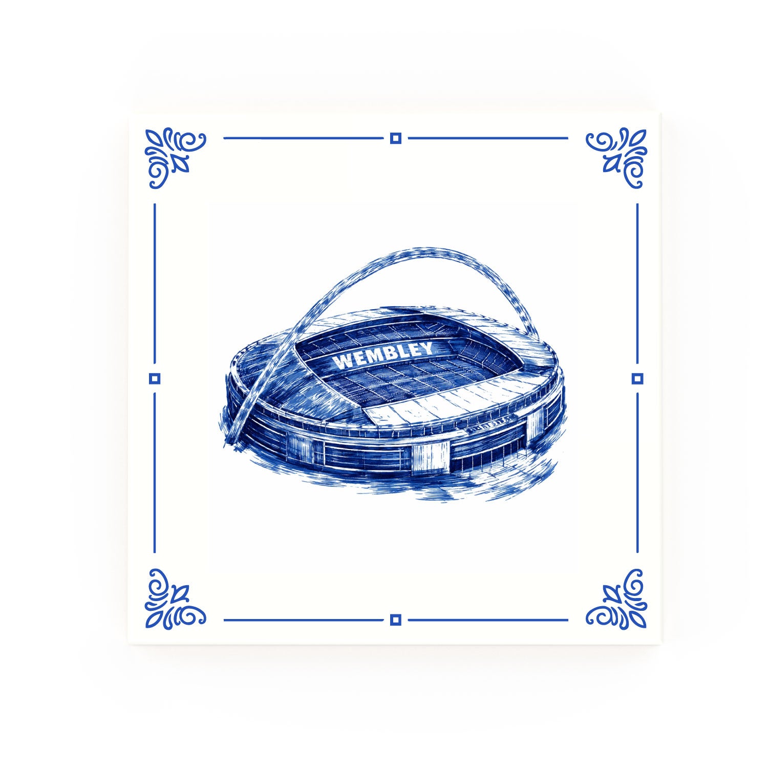 Wembley Delft blue decorative ceramic tile – Classic corner style