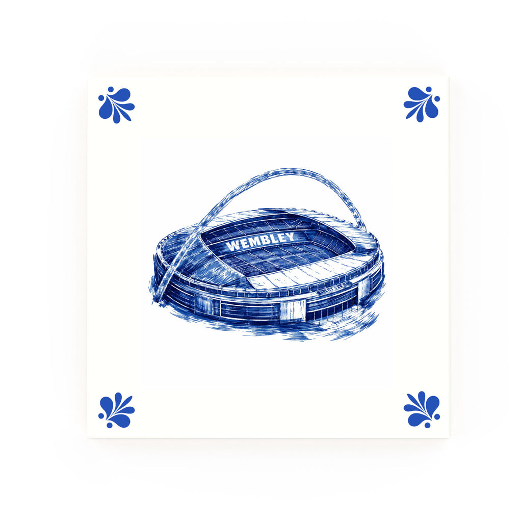 Wembley Delft blue decorative ceramic tile – Modern corner style