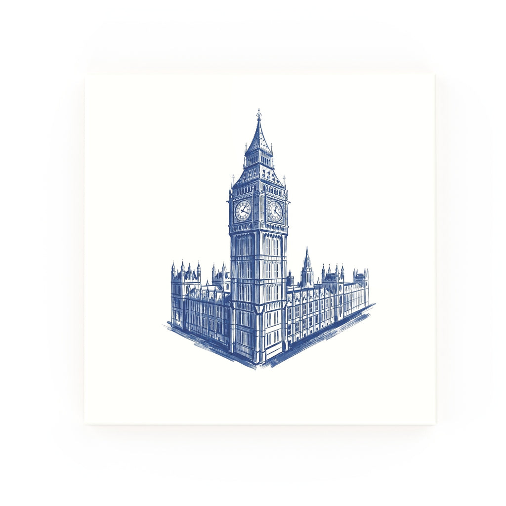 Westminster & Big Ben Delft blue decorative ceramic tile – no corner style