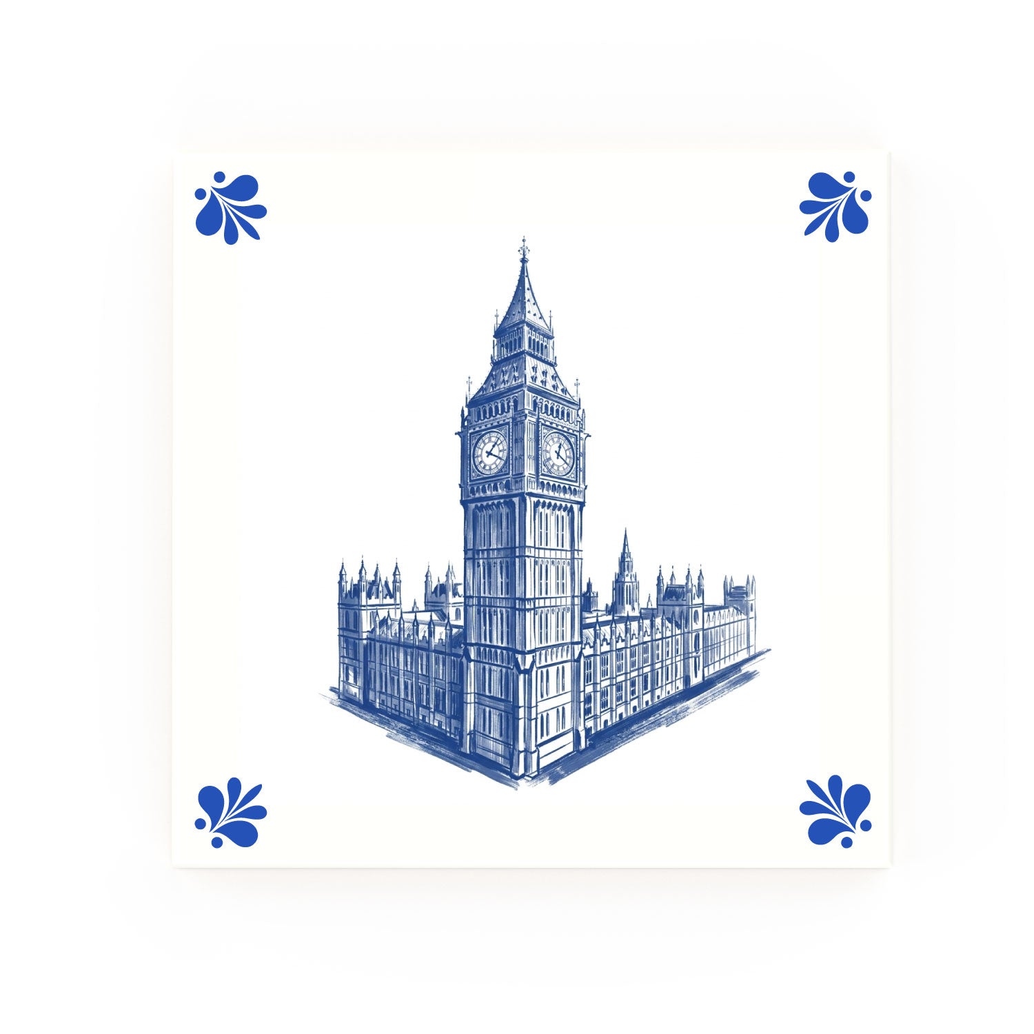 Westminster & Big Ben Delft blue decorative ceramic tile – Modern corner style