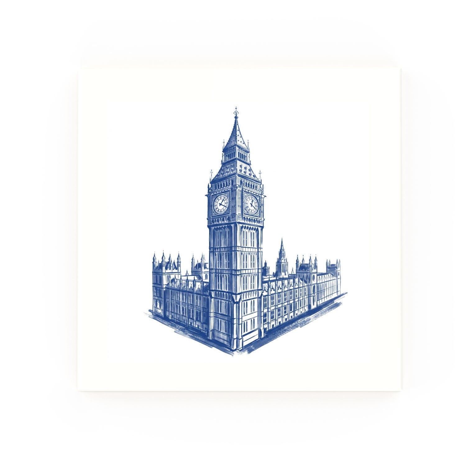 Westminster & Big Ben Delft blue decorative ceramic tile – no corner style