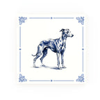 Whippet Delft blue decorative ceramic tile – Classic corner style