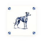 Whippet Delft blue decorative ceramic tile – Modern corner style