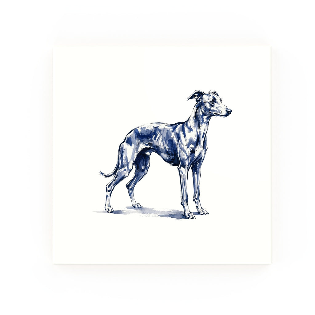 Whippet Delft blue decorative ceramic tile – no corner style