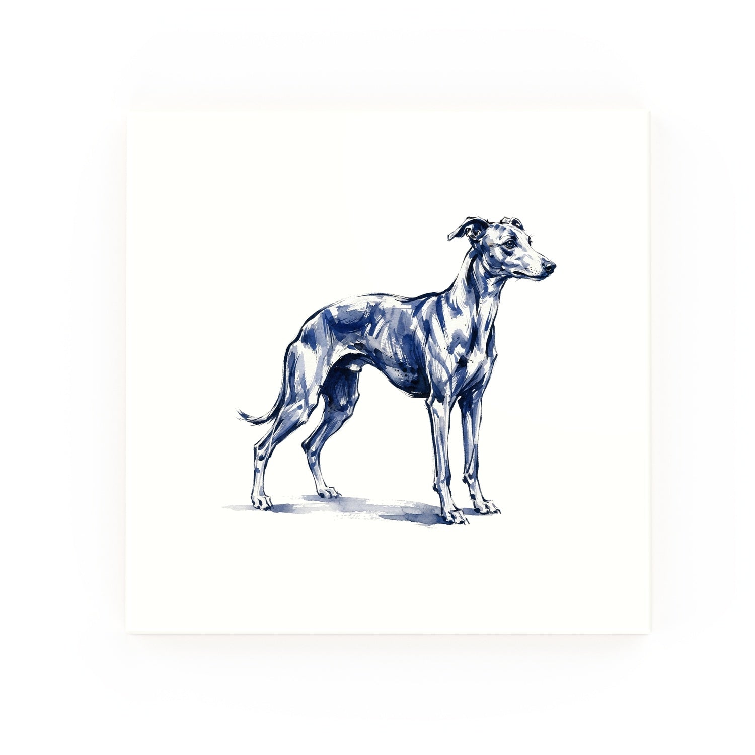 Whippet Delft blue decorative ceramic tile – no corner style