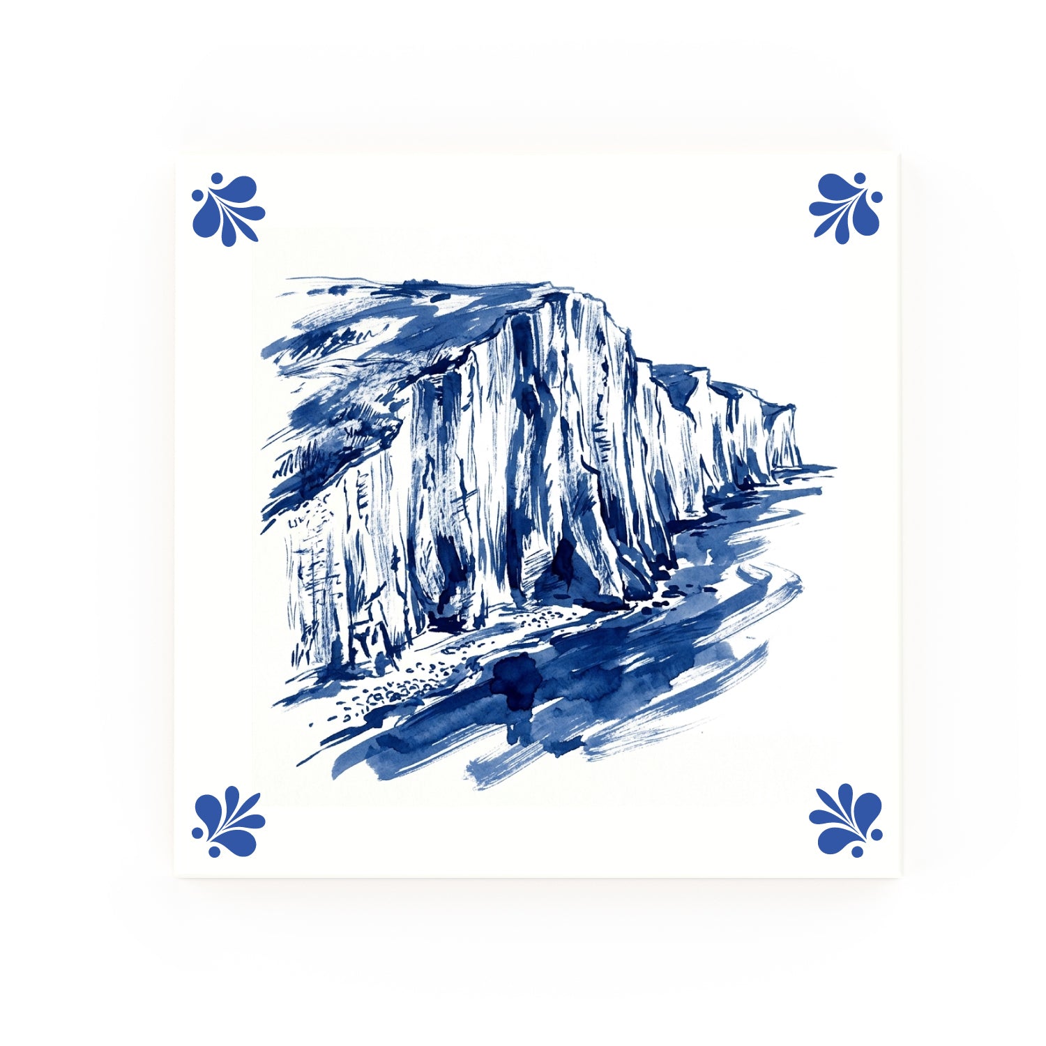 White Cliffs of Dover Delft blue tile – modern rounded corners