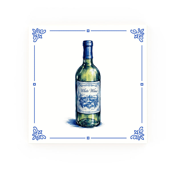 White Wine | Decorative British Ceramic Delft Blue Tile