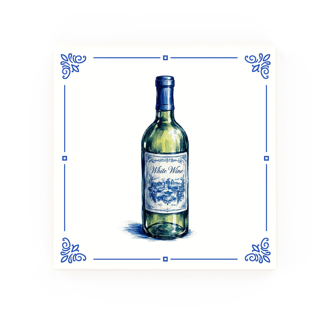 White Wine | Decorative British Ceramic Delft Blue Tile