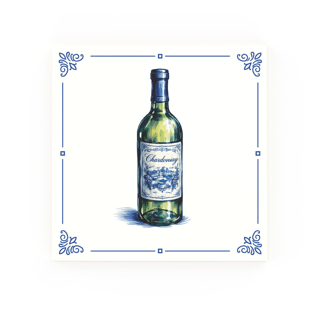 White Wine Delft blue decorative ceramic tile – classic corners