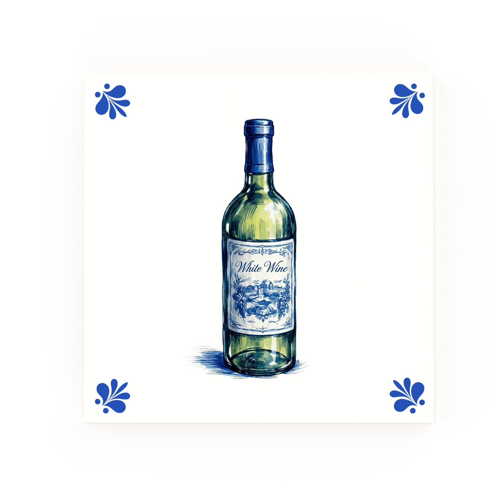 White Wine | Decorative British Ceramic Delft Blue Tile