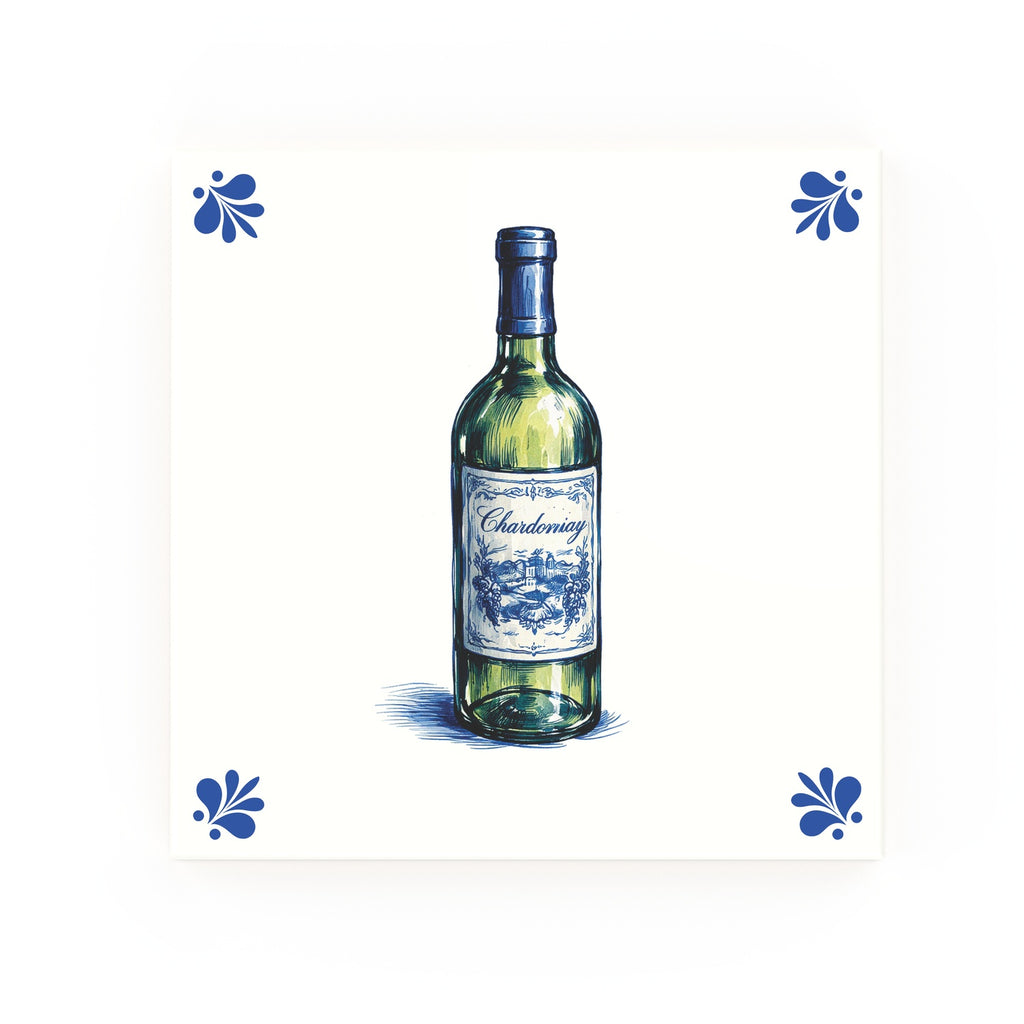 White Wine Delft blue tile – modern rounded corners