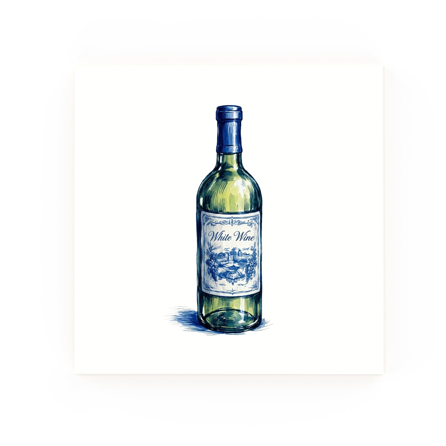 White Wine | Decorative British Ceramic Delft Blue Tile